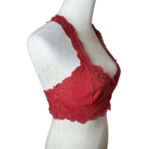 Intimately Free People Red Lace Racerback Bralette M | Sexy Romantic Valentine - Picture 3 of 8